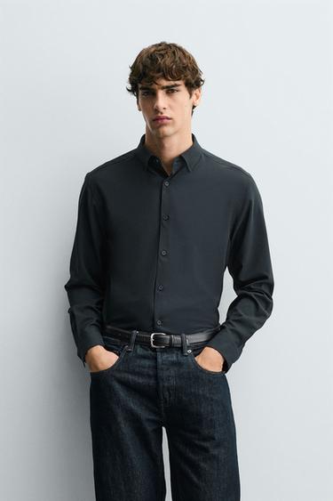 SLIM FIT SHIRT - Petrol blue by Zara