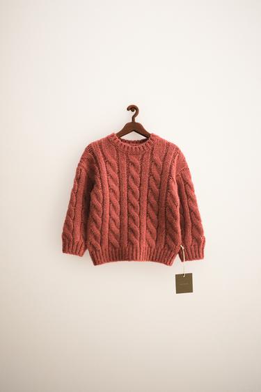 ZARA TIMELESS - CABLE-KNIT WOOL JUMPER - Brick by Zara