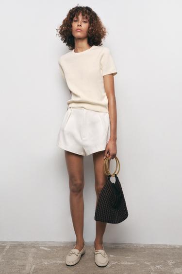 PLAIN KNIT TOP WITH SHORT SLEEVES - Ivory by Zara - Image 0