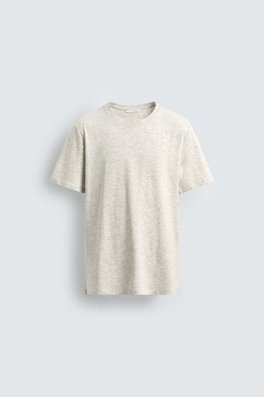 BASIC SLIM FIT T-SHIRT - SILVER UNIVERSE by Zara