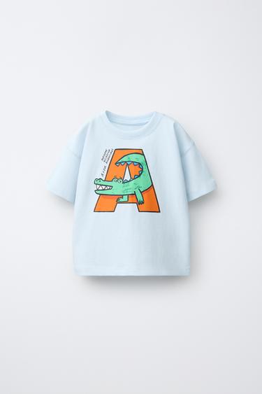 ANIMAL PRINT T-SHIRT - Light blue by Zara