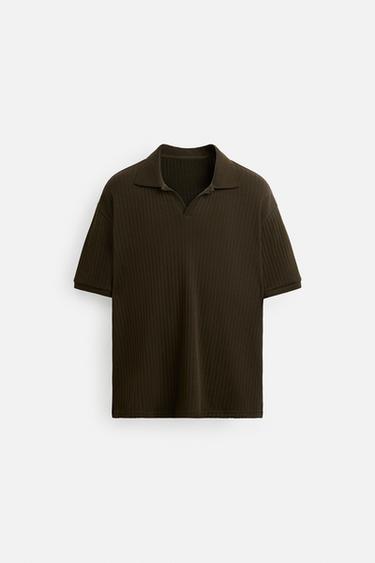 RIB POLO SHIRT - Chocolate by Zara