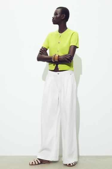 SHORT SLEEVE KNIT CARDIGAN - Lime by Zara - Image 0