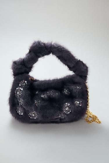 SHINY FAUX FUR MINI BAG - Purple by Zara