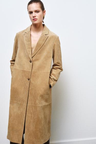 SUEDE LEATHER COAT ZW COLLECTION LIMITED EDITION - Beige by Zara