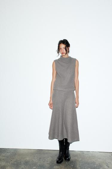 SOFT A-LINE SKIRT - Grey by Zara