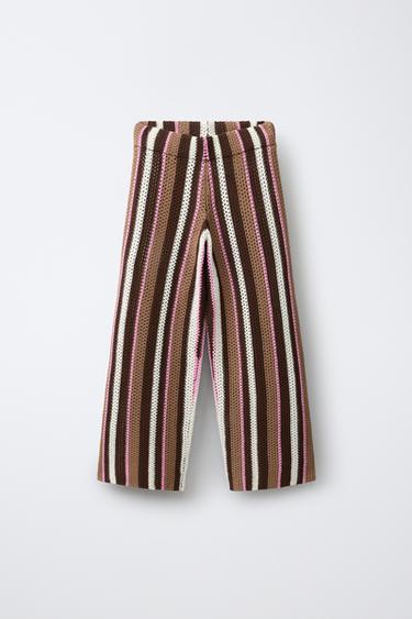 STRIPED KNIT TROUSERS - Khaki by Zara