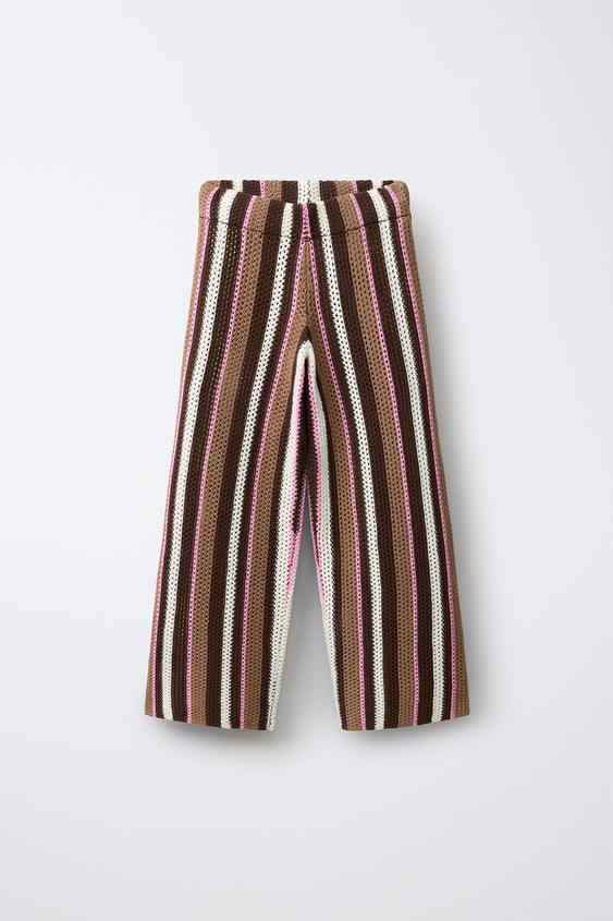STRIPED KNIT TROUSERS - Khaki by Zara - Image 0