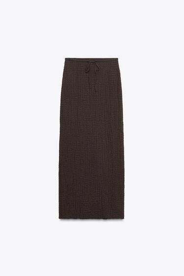 TEXTURED MIDI SKIRT - Chocolate by Zara