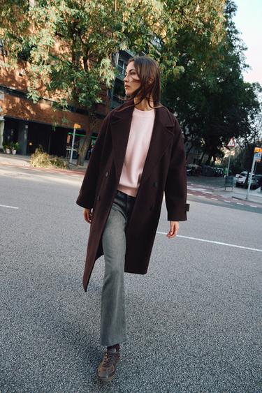 SOFT OVERSIZED COAT - Burgundy by Zara