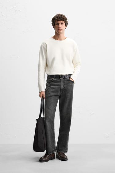 RIBBED TEXTURED T-SHIRT - Oyster-white by Zara - Image 0