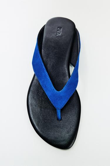 FLAT LEATHER SANDALS - Blue by Zara