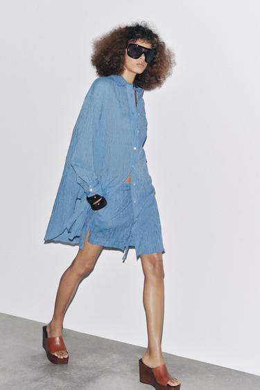 ZW COLLECTION STRIPED SHIRT AND BERMUDA SHORTS SET - Mid-red by Zara