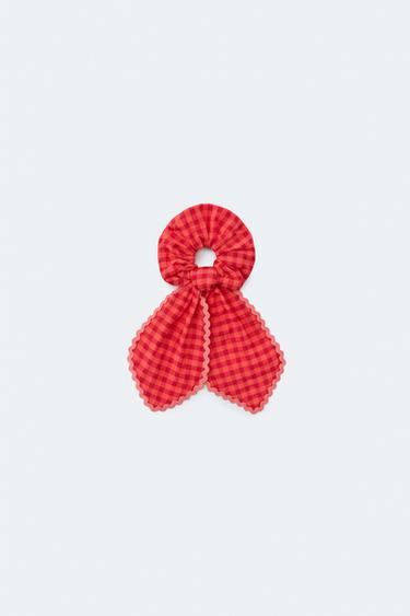 GINGHAM BOW SCRUNCHIE LIMITED EDITION - Red / Orange by Zara
