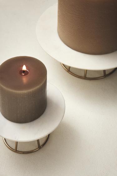 MARBLE AND METAL TEALIGHT HOLDER - Golden by Zara