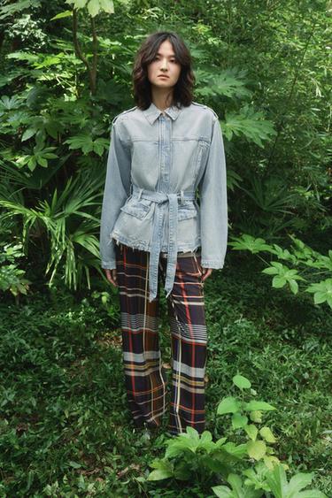 BELTED TRF DENIM JACKET - Light blue by Zara