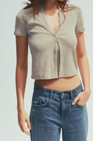 DOUBLE HALTER TOP - Sand / Marl by Zara