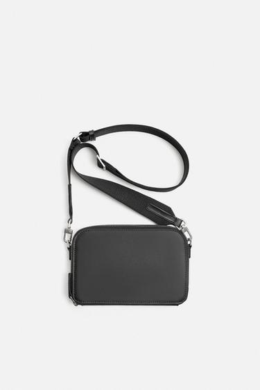 LEATHER CROSSBODY BAG - Black by Zara - Image 0