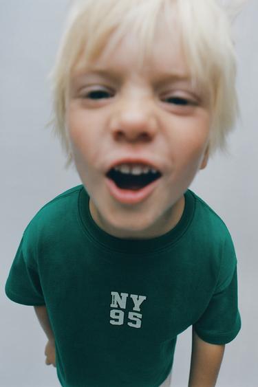 JOGGING SLOGAN T-SHIRT - Dark green by Zara