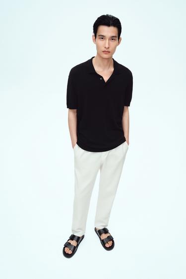 VISCOSE BLEND KNITTED POLO SHIRT - Black by Zara