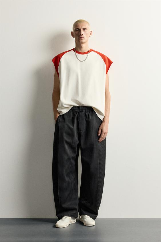 BALLOON FIT TROUSERS WITH SIDE PLEATS - striped by Zara - Image 0