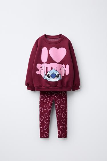 LILO & STITCH © DISNEY RIBBED JOGGING SWEATSHIRT AND LEGGINGS SET - Burgundy by Zara
