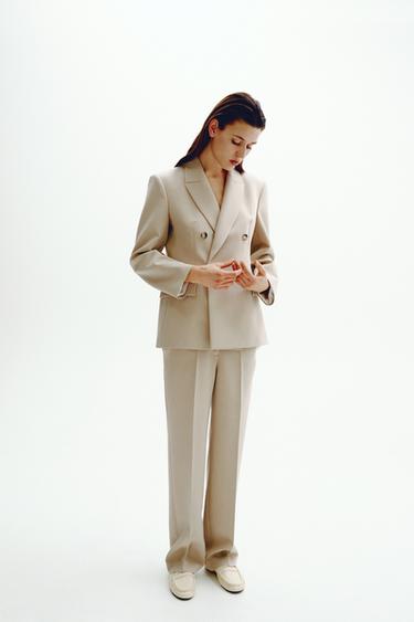 STRAIGHT DOUBLE-BREASTED BLAZER - Sand by Zara - Image 0