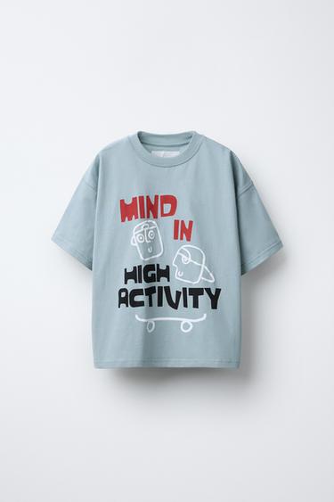 RAISED PRINT T-SHIRT - Light blue by Zara - Image 0