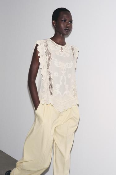 ZW COLLECTION SHIRT WITH RUFFLED CHEST - White by Zara