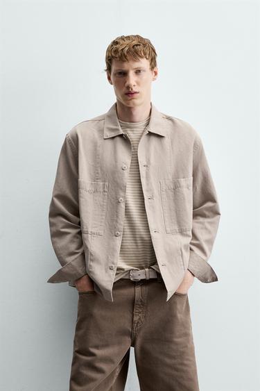 REGULAR FIT OVERSHIRT - Light beige by Zara