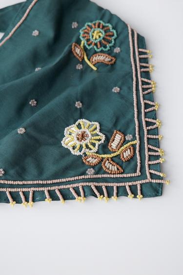 BEADED BANDANA - Green by Zara