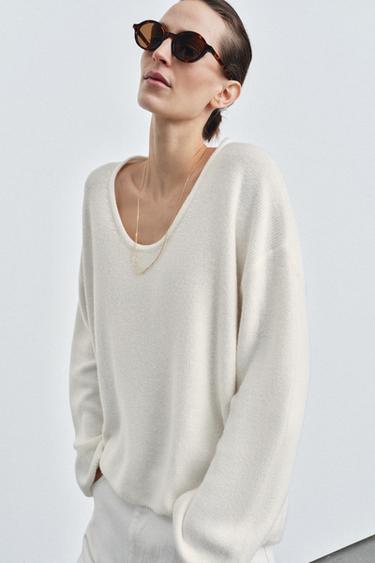 KNIT JUMPER WITH ROUND NECKLINE - Ecru by Zara