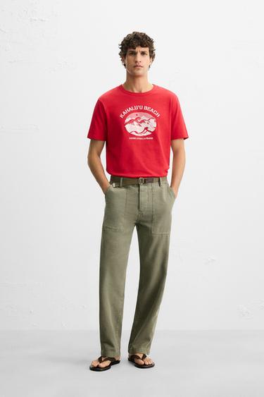WAVE GRAPHIC T-SHIRT - Red by Zara - Image 0