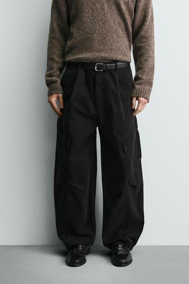 RELAXED FIT CARGO TROUSERS - Black by Zara