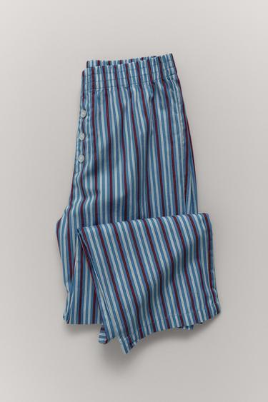 AGES 6-14 / STRIPED PYJAMA SET - Blue by Zara