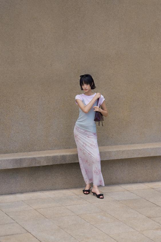 FLORAL TULLE MIDI SKIRT - Greys by Zara - Image 0