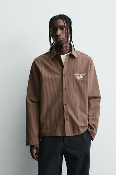 GRAPHIC STRIPED SHIRT - Light brown by Zara