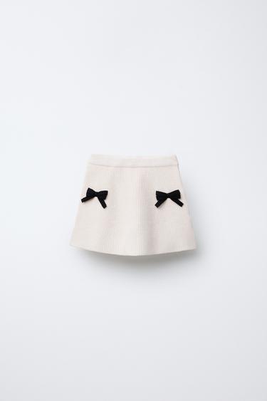 KNIT SKIRT WITH BOWS - Ecru / Black by Zara - Image 0