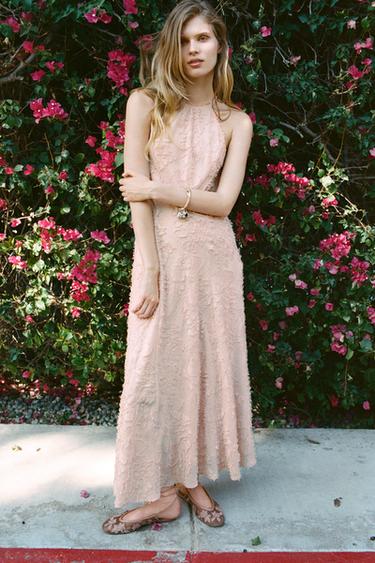 TEXTURED HALTER DRESS - Beige-pink by Zara - Image 0
