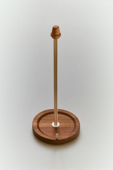 IRON AND WOOD KITCHEN ROLL HOLDER - Cream by Zara