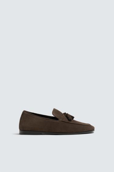 LEATHER TASSEL LOAFERS - Brown by Zara