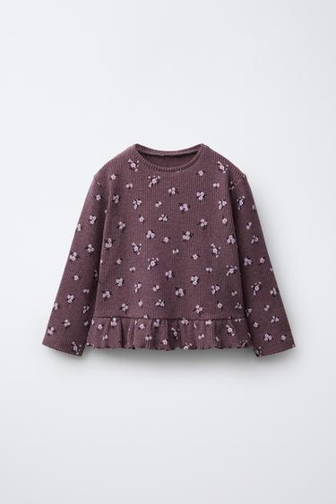 SOFT-TOUCH PRINTED T-SHIRT - Burgundy by Zara