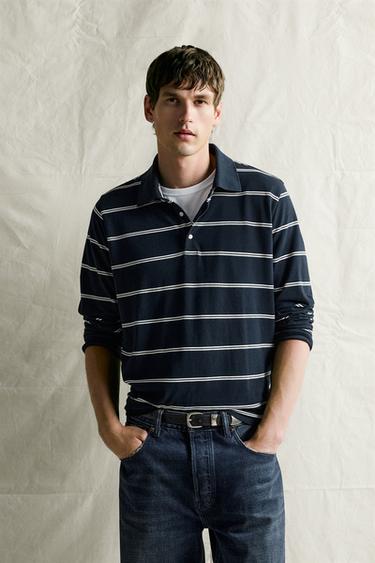 LIGHTWEIGHT REGULAR FIT PIQUÉ POLO SHIRT - Dark navy by Zara