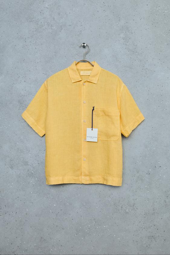 STORIESZ - 100% LINEN SHIRT - Yellow by Zara - Image 0