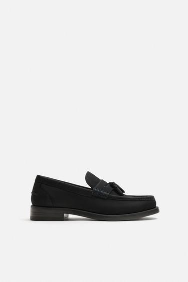LEATHER TASSEL LOAFERS - Blue by Zara - Image 0