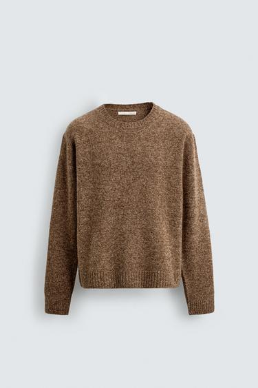 100% WOOL TEXTURED JUMPER - Brown by Zara