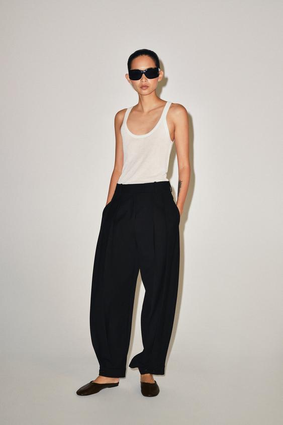 ZW COLLECTION DARTED TROUSERS WITH BELT LOOPS - Black by Zara - Image 0