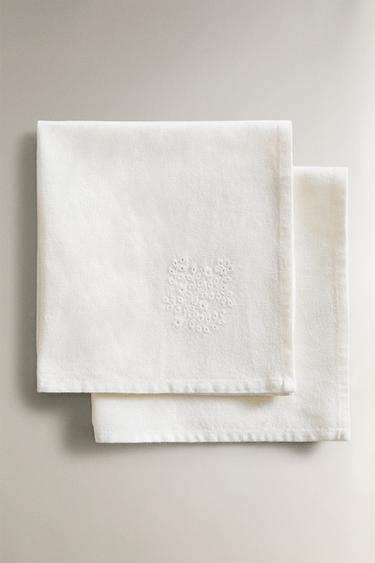 EMBROIDERED LINEN AND COTTON NAPKIN (PACK OF 2) - White by Zara