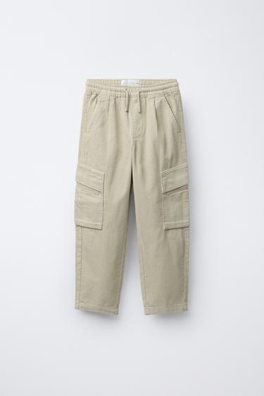 CORDUROY CARGO TROUSERS - Mid-ecru by Zara