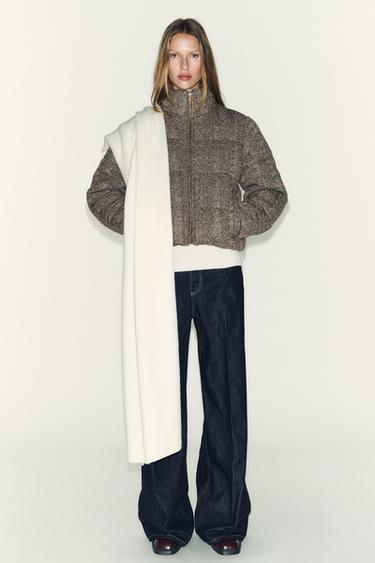 QUILTED BOMBER JACKET WITH CABLE KNIT AND THERMAL INSULATION - Grey by Zara